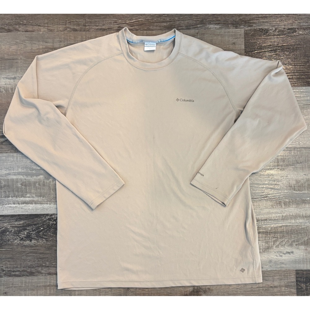 Columbia Insect Blocker Mens Large Tan Beige Long Sleeve Performance Shirt L